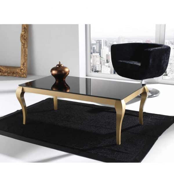 Mesa DIVANI GLASS fija centro patas haya tapa cristal lacada