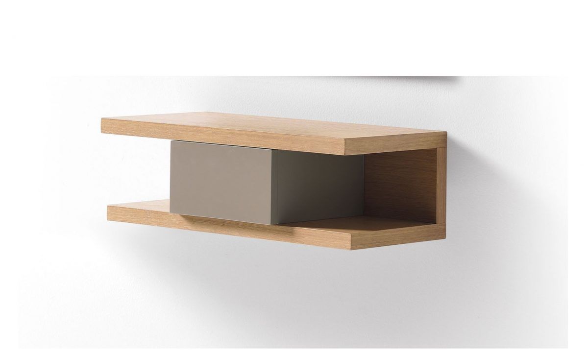 modulo flotante moderno top chapa natural laca cajon entrada recibidor