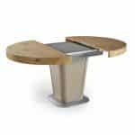 Mesa comedor redonda extensible Savona moderna chapa natural y laca