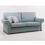 sofa tapizado brazo capitone salon clasico marino patas madera desenfundable