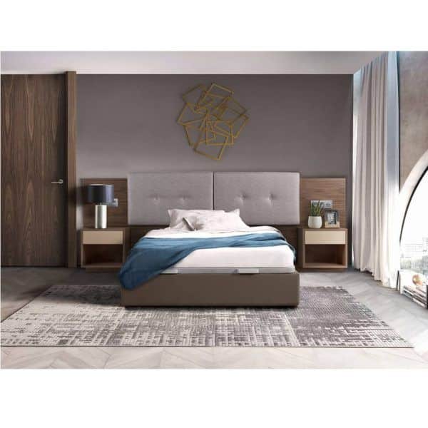 ambiente cabezal dormitorio moderno milan movil tapizado chapa natural