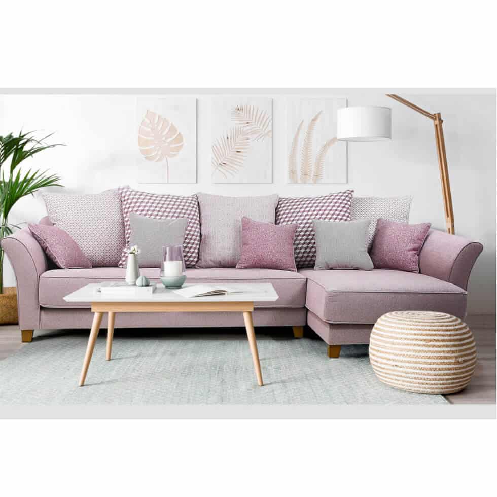 sofá chaiselongue Loft salón clásico Sofa con chaiselongue Loft salon clasico almohadas desenfundables