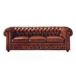 Sofa clasico ANDROMEDA capitone tapizado piel 3 plazas