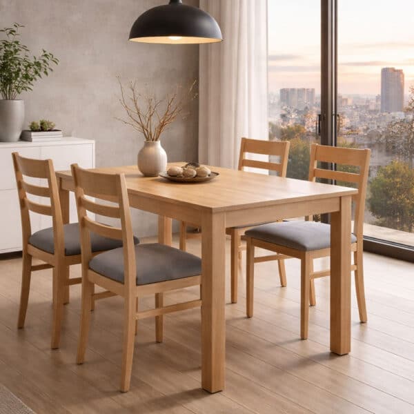 Ambiente mesa comedor Savina, moderna, personalizable, variedad en medidas y acabados.