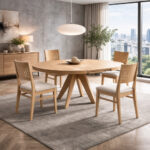Silla DANZA de madera de haya con asiento tapizado para comedores modernos.