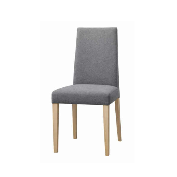 Silla tapizada JARA con estructura de madera de haya para comedor moderno.
