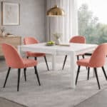 Mesa Comedor Extensible VERINA lacada en blanco con diseño moderno y fabricación española.