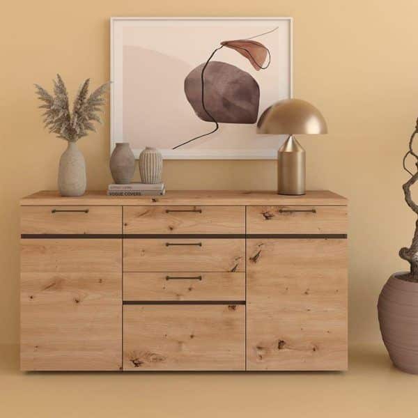 ambiente aparador moderno lara puertas cajones hogar nordico almacenaje madera