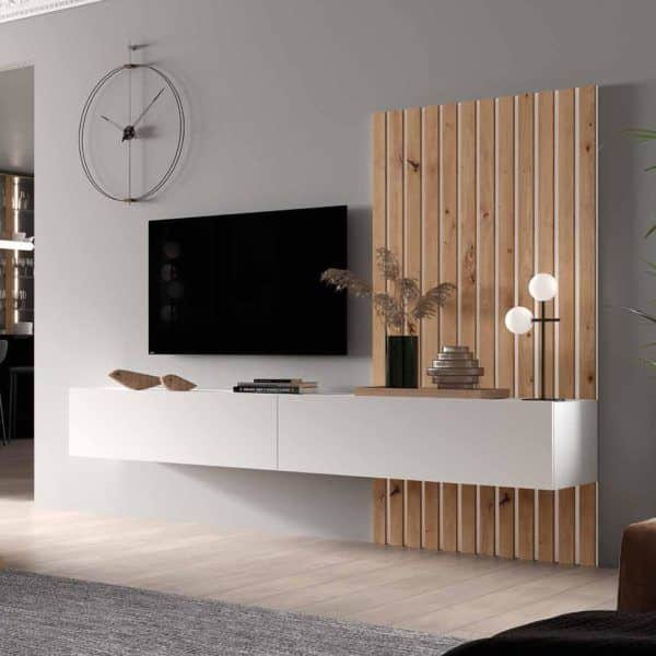 mueble salon moderno nordico couple 240 cm, colgar flotante comedor hogar