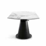 mesa rectangular redonda giratoria porcelanico comedor acero