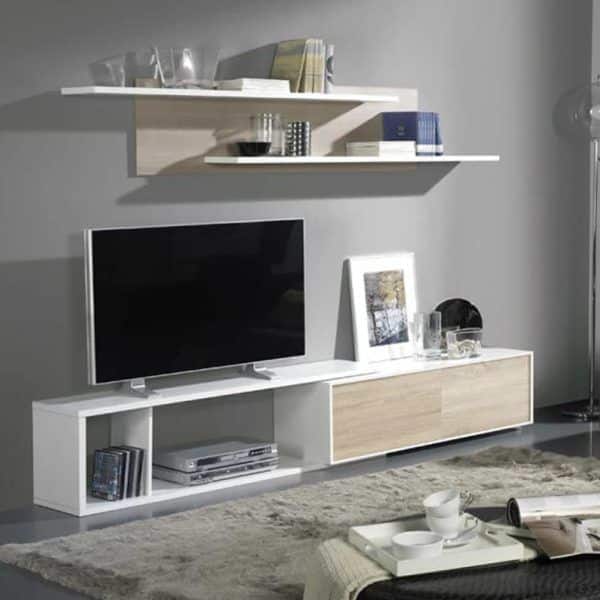 mueble salon modular composicion moderna lola 240 cm. melamina combinable comedor montado