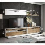 Mueble de salón moderno MAHÓN de 270 cm. Blanco/ Roble - Imagen 3