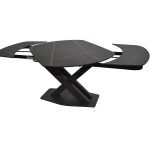 detalle giratoria porcelanico mesa comedor salon acero extensible moderna roda