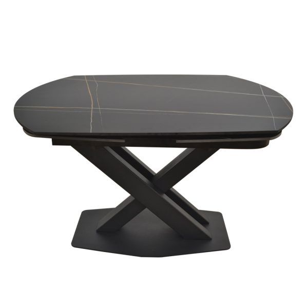 mesa comedor salon moderna roda extensible giratoria porcelanico acero