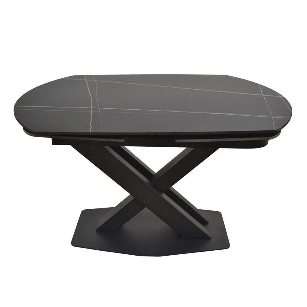 mesa comedor salon moderna roda extensible giratoria porcelanico acero