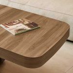 detalle tapa canto redondo melamina mesa centro convertible comedor elevable extensible