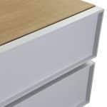 detalle cajon mesita noche calista moderna chapa laca patas acero dormitorio descanso