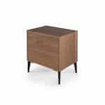 mesita noche moderna patas acero nyla cajones chapa natural laca descanso dormitorio habitación