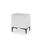 mesita noche moderna laca chapa natural cajones estantes patas acero hogar dormitorio camus