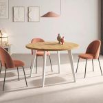 mesa de comedor fija redonda madera patas metalicas nordica modrena hogar madera
