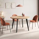 mesa de comedor fija redonda madera patas metalicas nordica modrena hogar madera