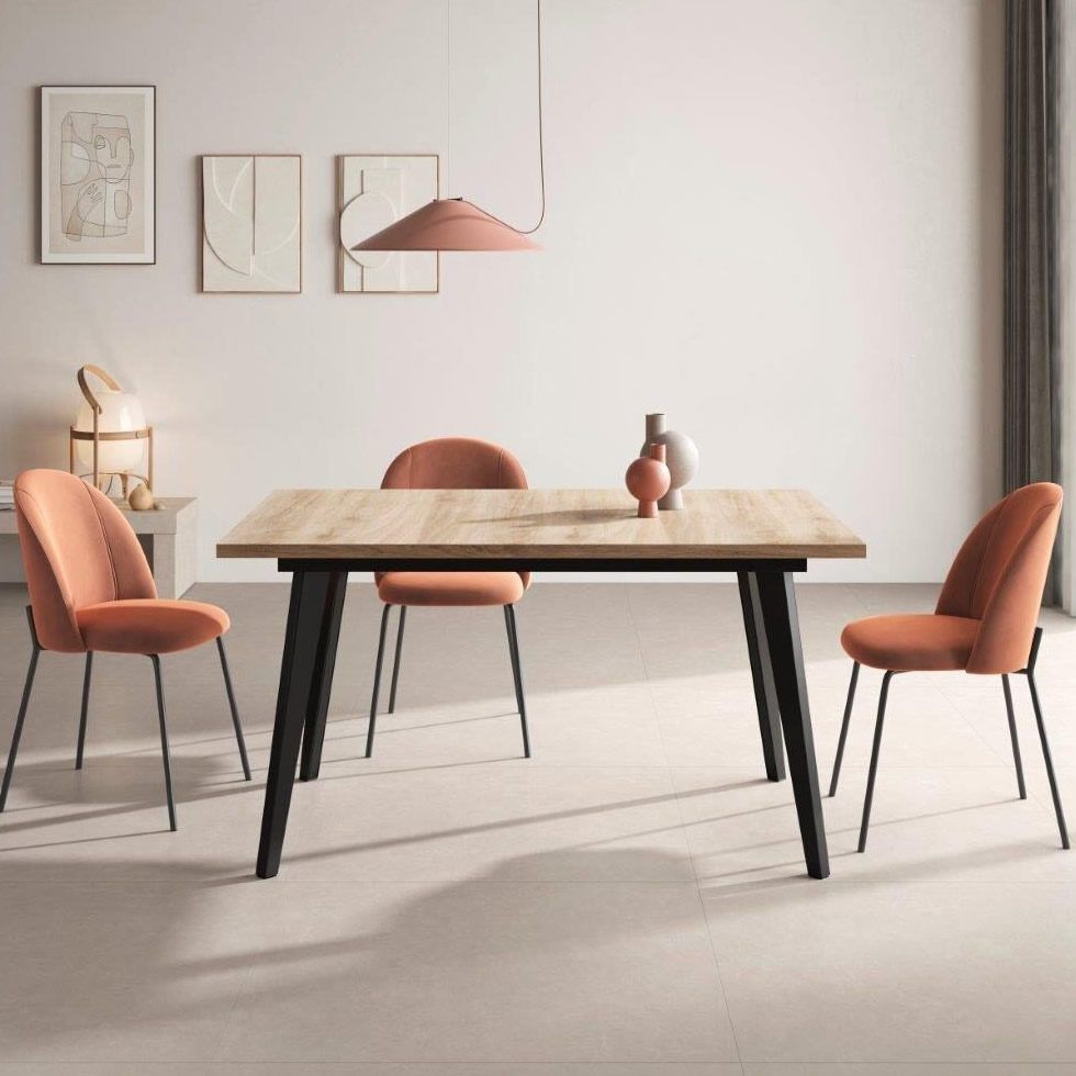 Mesa de Comedor extensible MARIAN Rectangular con patas metálicas