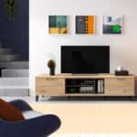 Ambiente mueble TV Hade moderno, patas inclinada. Almacenaje