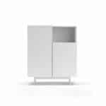 Mueble Aparador modelo 602-1 con dos puertas y patas metálicas en color lacado blanco, melaminado