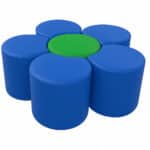 Conjunto Puf Margarita en forma de flor, ideal para zonas infantiles y áreas lounge en hostelería y contract.