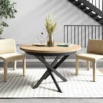 Mesa comedor redonda Neos extensible, patas metálicas, Ramis