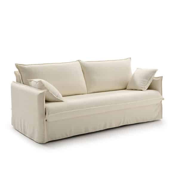 Sofá cama italiano RISE de 3 plazas con colchón HR, estructura resistente y máximo confort.