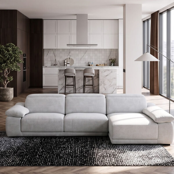 Ambiente sofá chaiselongue Atenas, moderno y funcional.