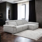 Sofá chaiselongue ATENAS asiento mecanismo deslizante moderno reposacabezas ajustables.
