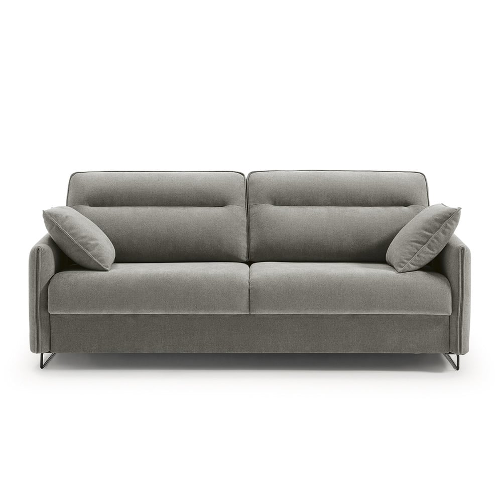 Sofá cama moderno AXE con colchón de 18 cm, apertura italiana y tejidos personalizables.