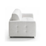 Detalle brazo sofá cama Laid, moderno variedad en medidas, personalizable en tejidos.