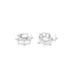 Medidas para el sofá cama multifuncional Wonder, moderno colchón integrado.