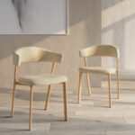Silla de comedor ARICA tapizada en miel con reposabrazos- PACK DE 2 UNIDADES - Imagen 2